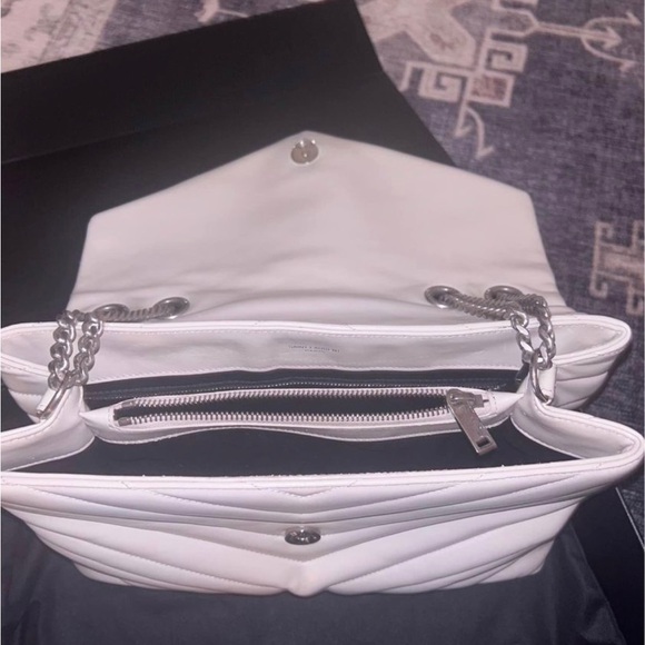 YSL LouLou Medium Shoulder Bag - cream with silver hardware - Picture 4 of 8